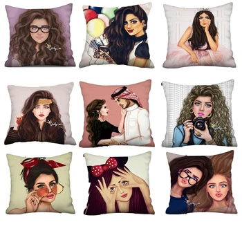

45x45cm Cushion Cover Middle Eastern Beautiful Lady Printed Pillow Case Christmas Pillow Cover for Room Car Bed Home Decoration