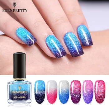 

BORN PRETTY Thermal Nail Polish 6ml Peel Off Temperature Color Changing Varnish varnish Shimmer Colorful Nail Art Polish Liquid