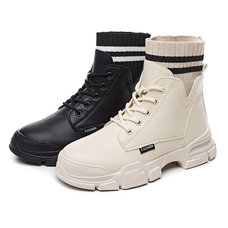 

Boots Women Martin Boots Ankle Boots Winter Warm Shoes High-top Plus Velvet Snow Boots Outdoor Casual Cotton Shoes Flats Female