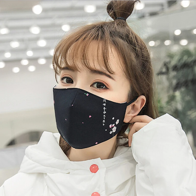 1 шт., черная маска для рта с рисунком аниме Kpop, мягкая маска на половину лица, анти-туман, анти-пыль, маски, хлопок, Пылезащитная маска для лица для мужчин и женщин