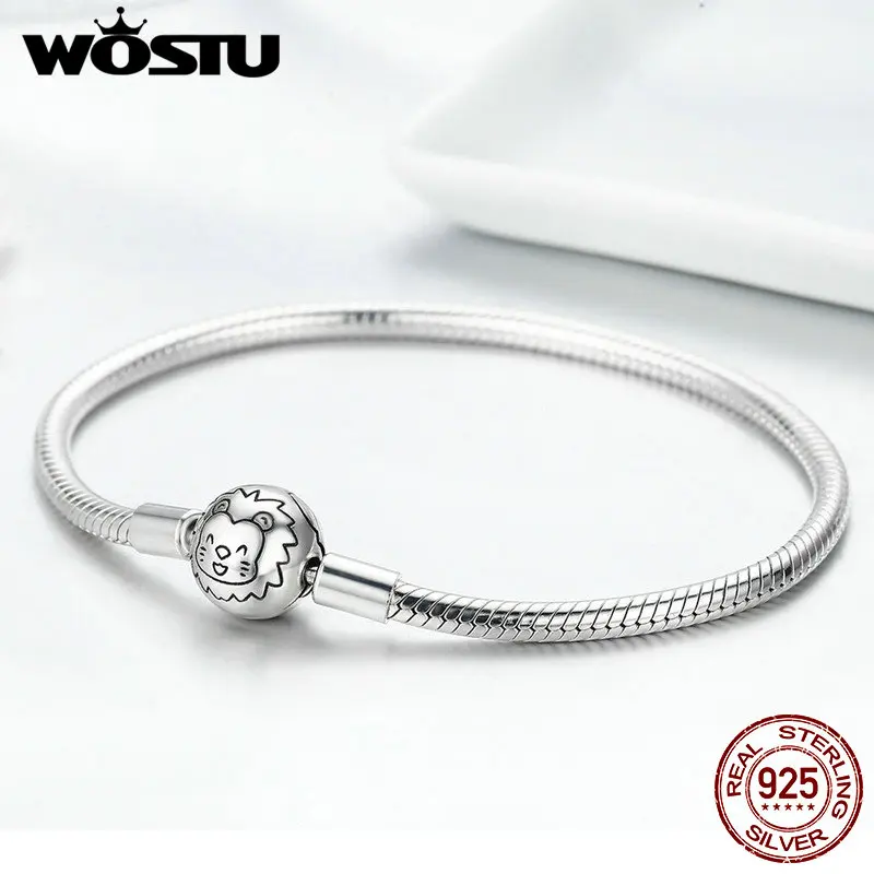 WOSTU 925 пробы серебряный розовый AAA кубический циркон очаровательные браслеты для женщин подходят DIY бусины Стерлинговое серебро ювелирные изделия подарок