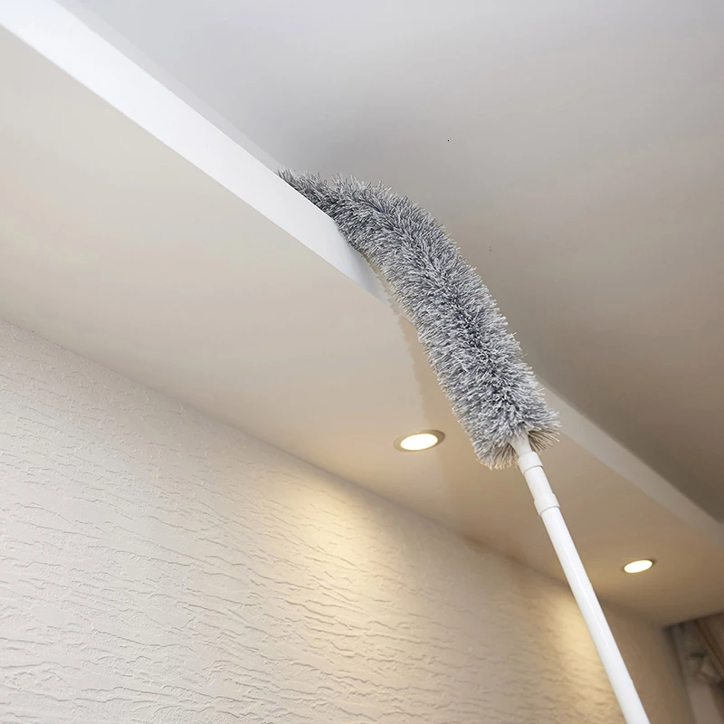 Fiber Brush Lazy Microfiber Dusting Tweezers Household Feather Duster Dust Can Be Bent And Stretchable Light Gray 180CM