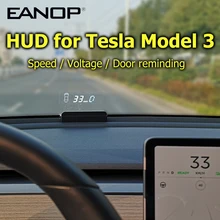 Eanop hud e100 cabeça up display velocidade do projetor velocímetro girando luz guia de engrenagem bateria para tesla modelo 3 carro acesso