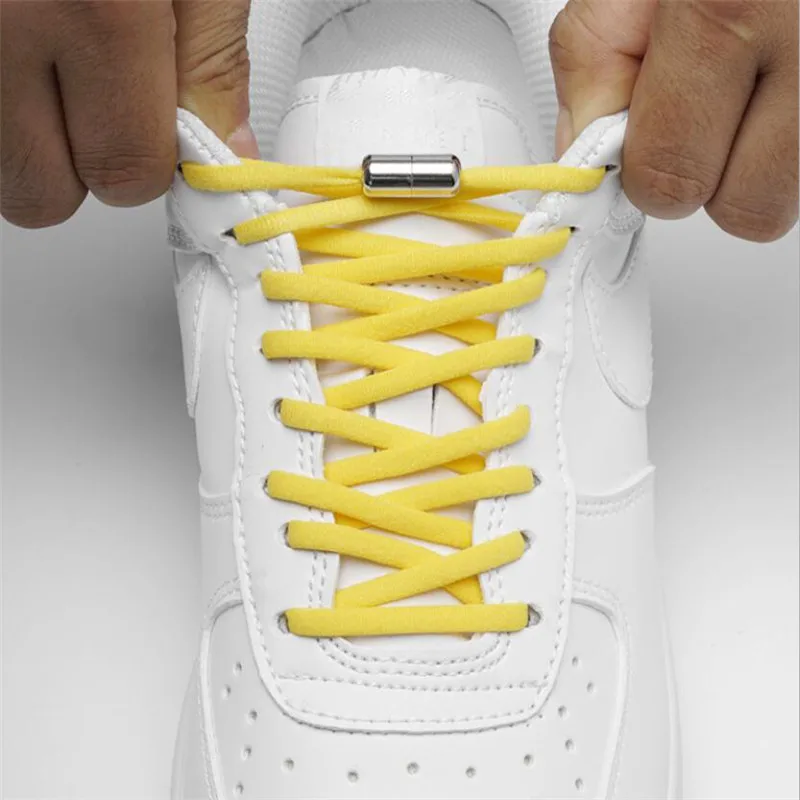 Cordones elásticos de zapatos para niños y adultos, agujetas de zapatos semicirculares para grandes y chicos, cordones de cierre de metal, disponibles en diferentes colores