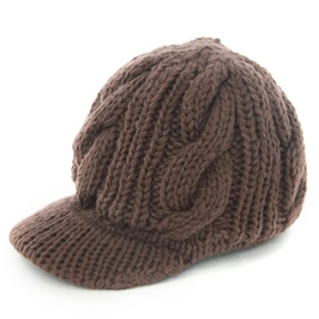 Women Winter Wool Knitted Hats Warm Beanies Cap Newsboy Cap Hat Visor Beret Brim Ladies Fashion Hat - Цвет: 2