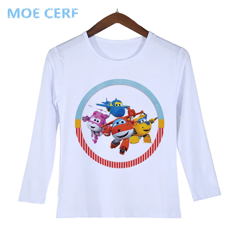 Топы с длинными рукавами для мальчиков с принтом «суперкрылья», футболка с изображением самолета для мальчиков и девочек, Camiseta, футболка Z43-4
