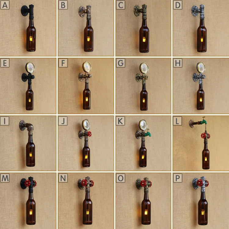 

bottle wall lamp collection 08] restaurant industrial wind corridor American style study retro water bottle wall lamp