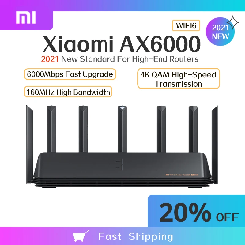 2021 New Xiaomi Router AX6000 AIoT Router 6000Mbs WiFi6 VPN 512MB Qualcomm CPU Mesh Repeater External Signal Network Amplifier M