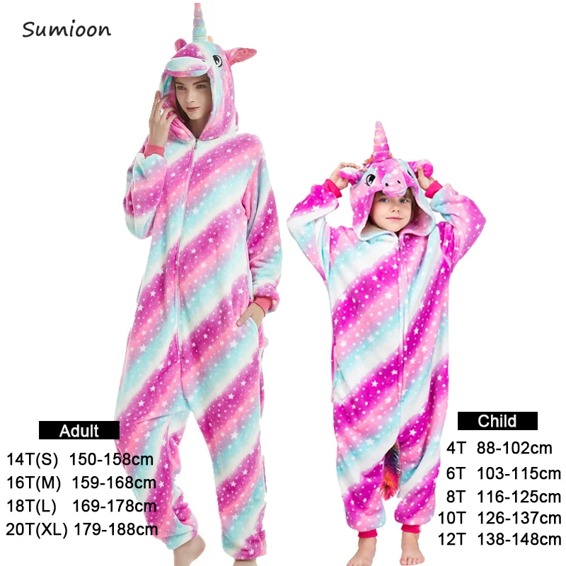 Kigurumi Pajamas For Women Girls Unicorn Animal Panda Onesie Baby Costume Boys Sleepwear Jumpsuit Licorne Winter Pyjamas Kids