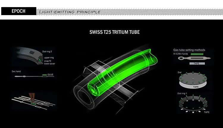Мужские автоматические часы, мужские тритиевые часы Epoch Роскошные светящиеся водонепроницаемые механические наручные часы ультратонкие reloj hombre 6026G-B