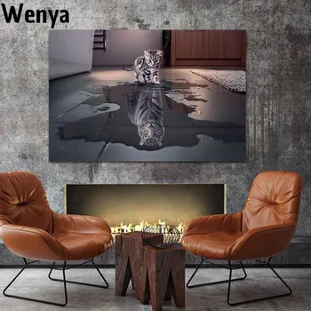 Günstig Lustige Kitty Katze Schwarz Weiß Kinder Nordic Poster Und Drucke Wand Kunst Leinwand Malerei Wand Bilder Für Wohnzimmer Salon Decor