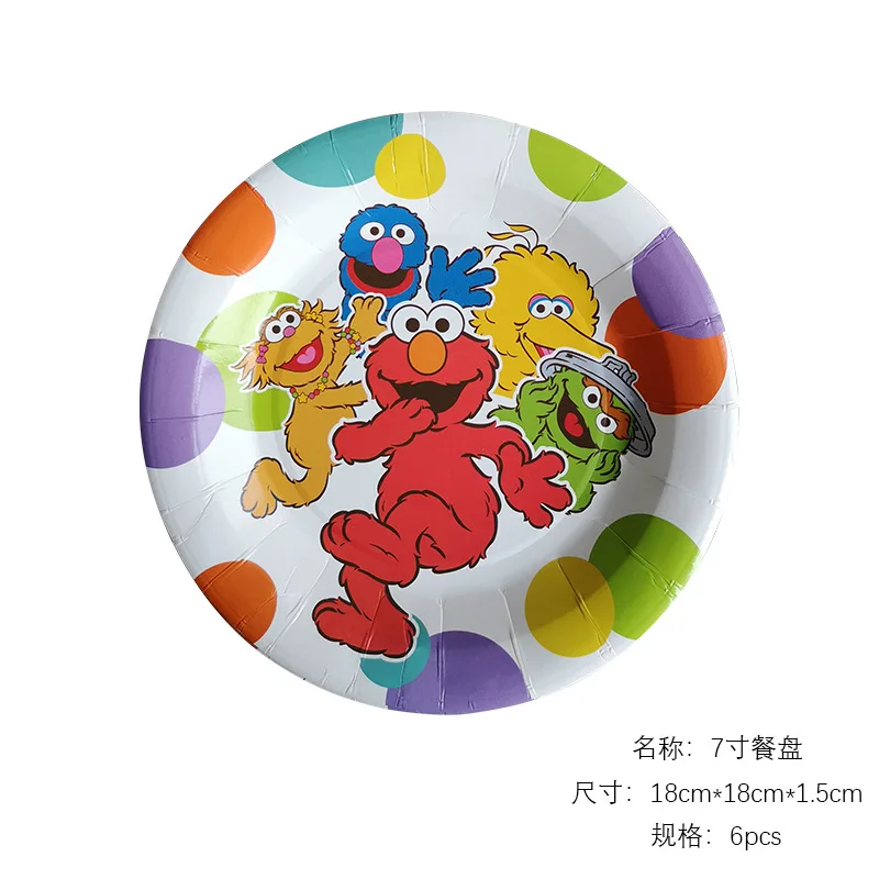 Мультяшные уличные вечерние принадлежности с изображением кунжута Elmo одноразовая Праздничная посуда для украшения дня рождения бумажные салфетки детский душ