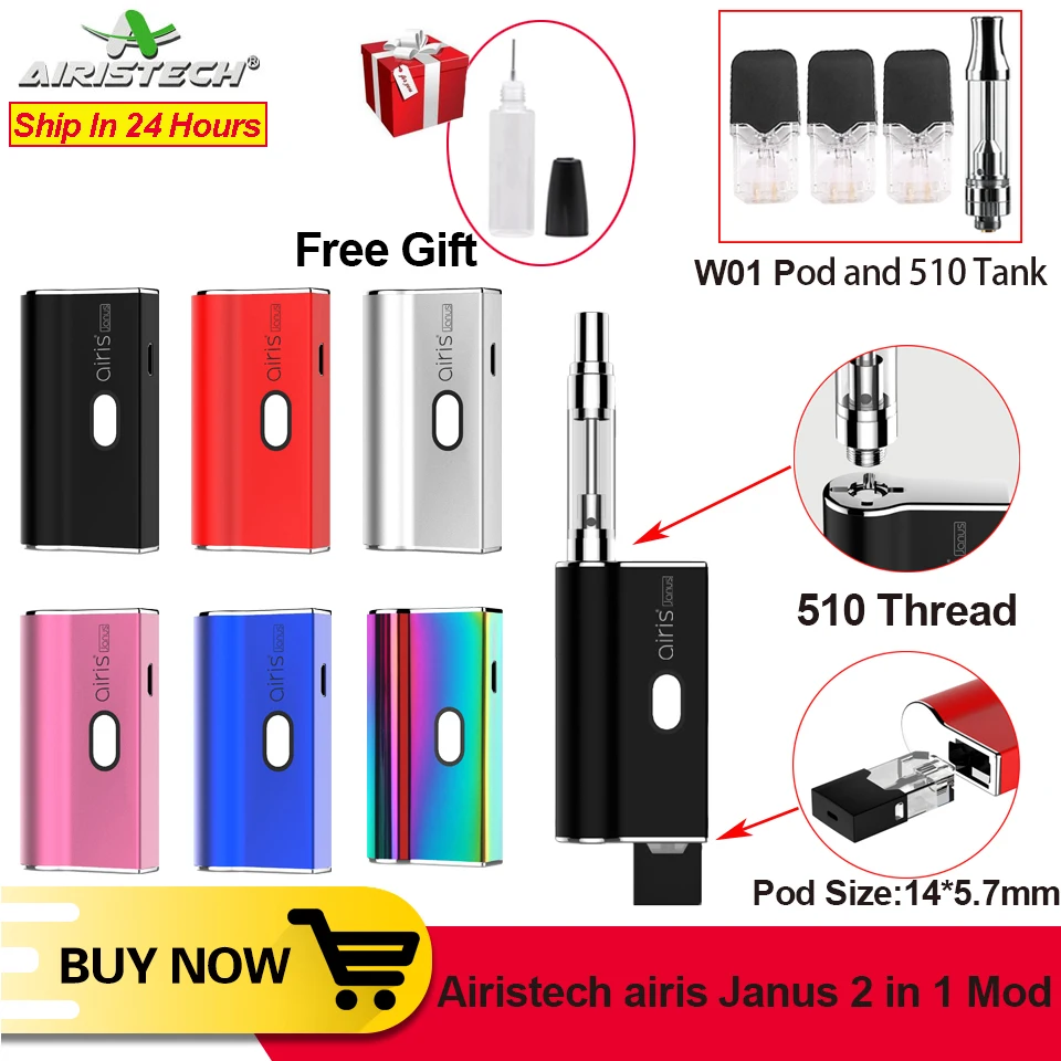 AIRISTECH Janus 2-в-1 Vape Батарея CBD масло испаритель стручок мод Системы для 510 резьбовой