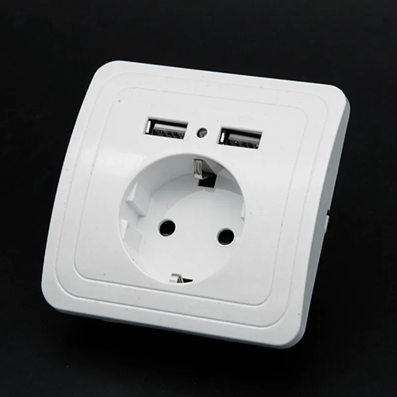 5 в 2A Электрический двойной USB адаптер для настенного зарядного устройства ЕС вилка USB розетка зарядное устройство розетка разъем питания с портом USB Панель