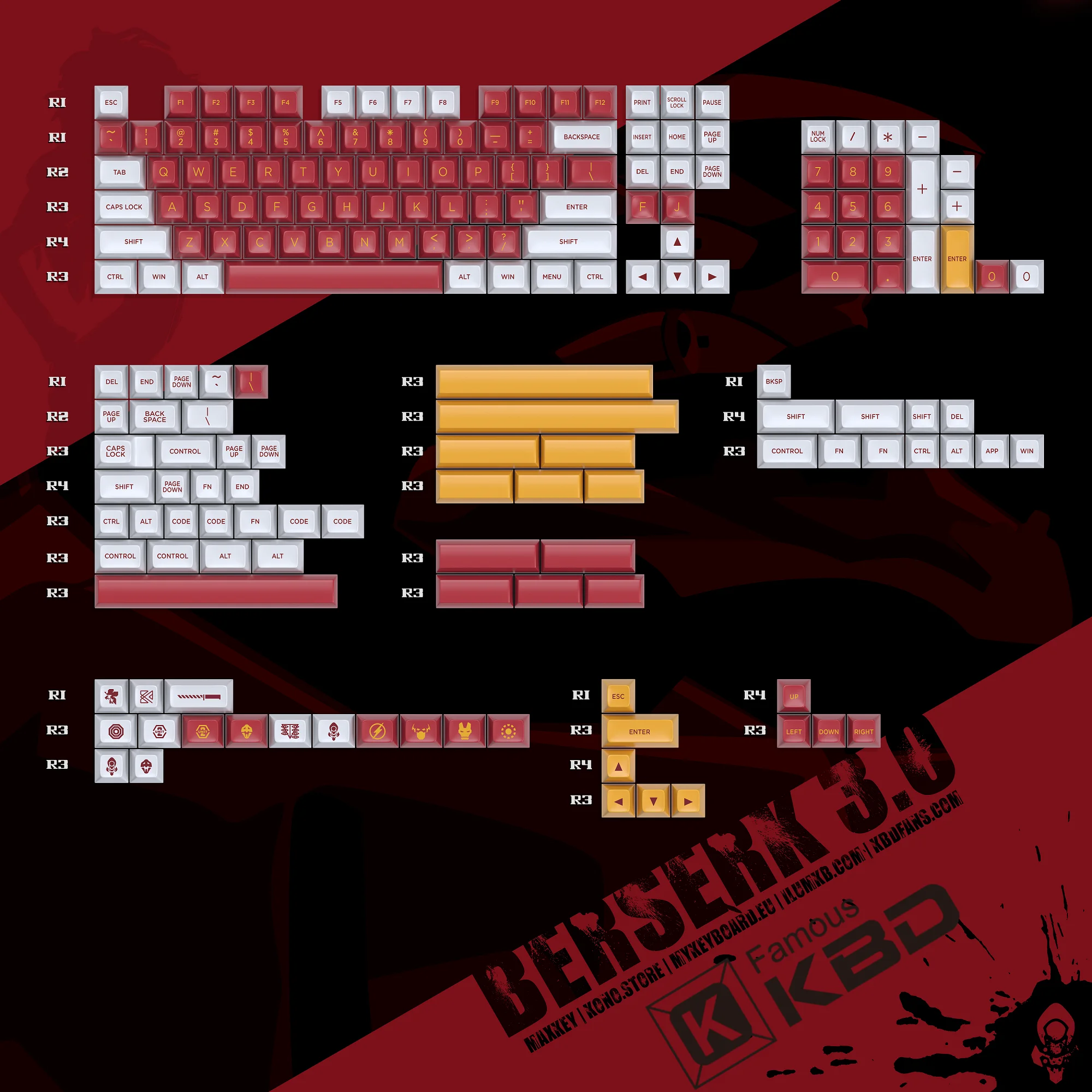 Maxkey SA key cap berserk R3 двухцветное литье под давлением подходит для большинства механических