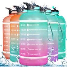 ZOMAKE 2.2/3.78L Gallon Water Bottle with Time Marker & Straw, Motivational Water Jug BPA Free Leakproof Large Water Bottles Gym