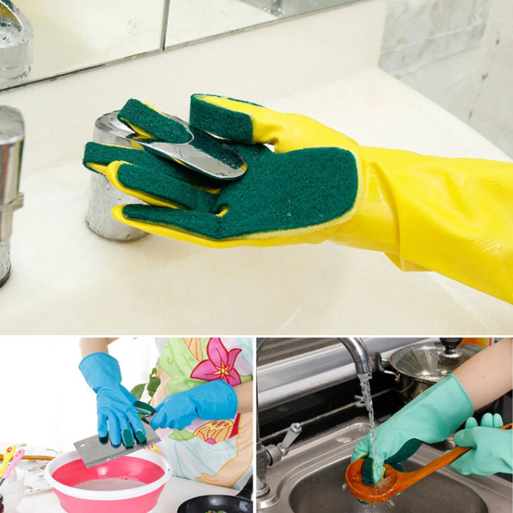 1 пара, домашние перчатки для мытья посуды, многоразовые Экологически чистые перчатки, бытовые кухонные принадлежности