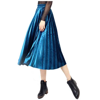 

Winter Skinny Velvet Skirt High Waisted Autumn Large Swing Long Skirts Metallic Plus Size Winter All Matched Pleuche Long Skirt