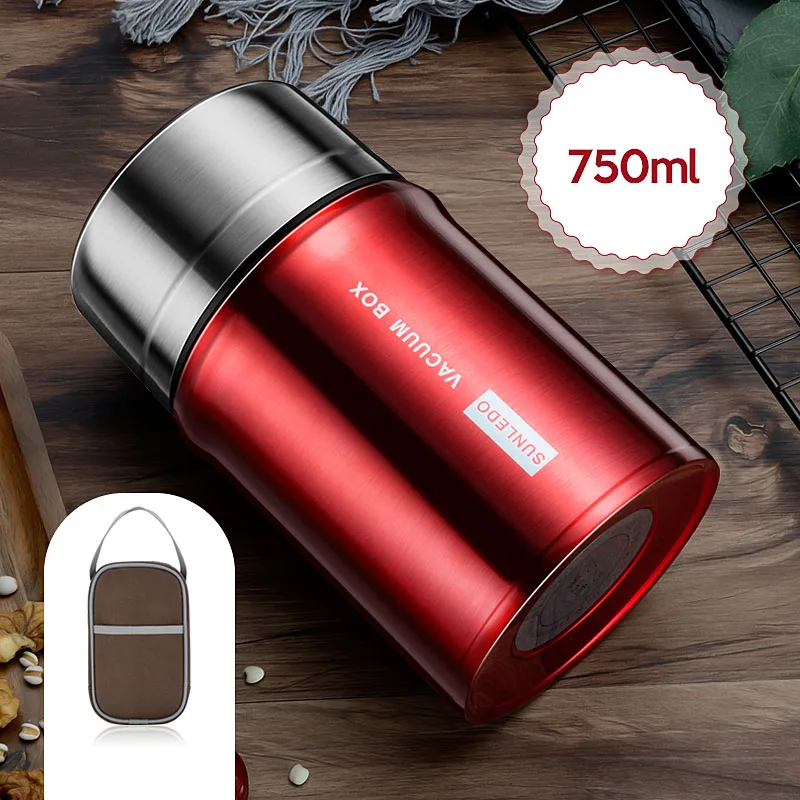750ml Red 24 часа в сутки супер Термальность изоляции Вакуумный термос Коробки для обедов 304 Нержавеющая сталь японский бенто ланч бокс для фyтбoлкa дeтскaя стyдeнт Еда контейнер - Цвет: 750ml Red