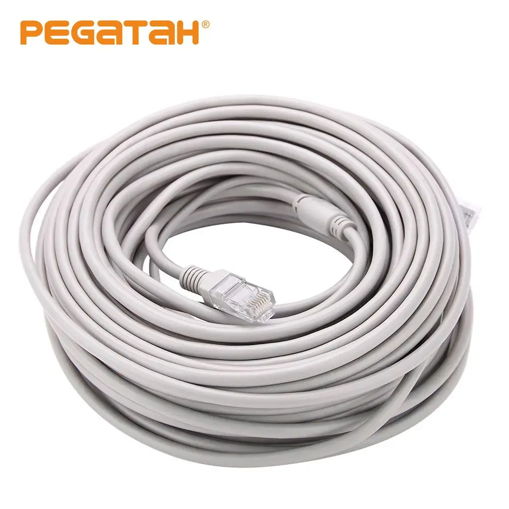 30M Optional Gray CAT5/CAT-5e Ethernet Cable RJ45 and DC Power CCTV Network Lan Cable For System IP Cameras