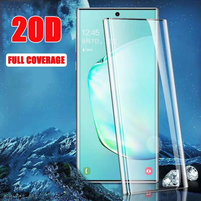 

20D Curved Tempered Glass Film For Samsung Galaxy Note 10 9 8 Pro S10E S8 S9 S10 PLus S8 Screen Protector Full Protective Glass