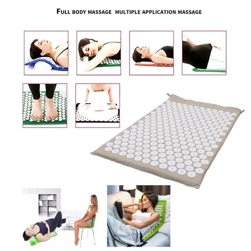 Massager Yoga Mat Massage Pillow Cushion Acupressure Relieve Stress Body Neck Back Pain Spike Mat Pain Relief Muscle Relaxation