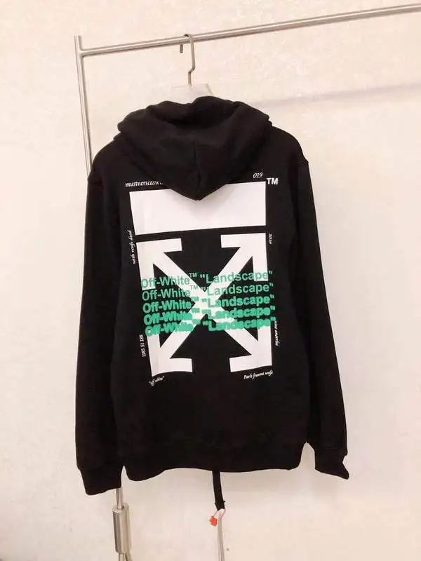 19SS Off-White OW мужская женская унисекс для влюбленных пейзаж стрела модная повседневная хлопковая толстовка с капюшоном Свободная куртка с капюшоном пуловер