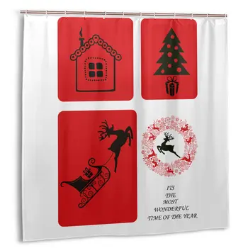 

CHARM HOME Its The Most Wonderful Time Of The Year Plastic Shower Curtain 72x72 In Customized Bathroom Waterproof Polyester