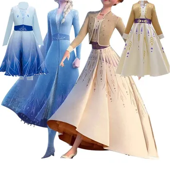 

Elsa Dress Christmas Costume Kids Dresses For Girls Anna Dress Vestidos Children Princess Dress for Christmas Carnival party