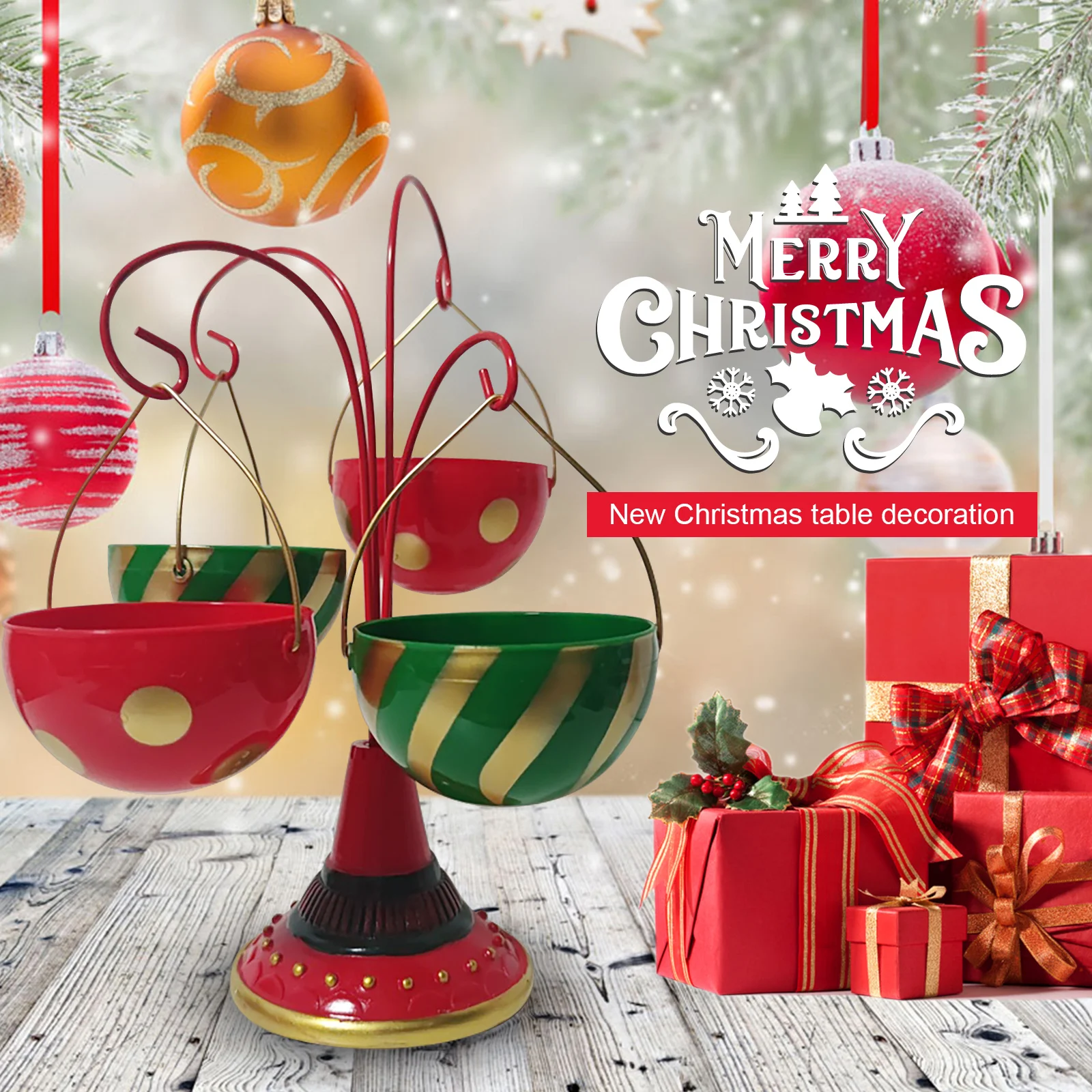 2 Tier Snack Stand Christmas Resin Food Serving Tray Cupcake Holder Bowl Table Decoration Ornaments | Дом и сад