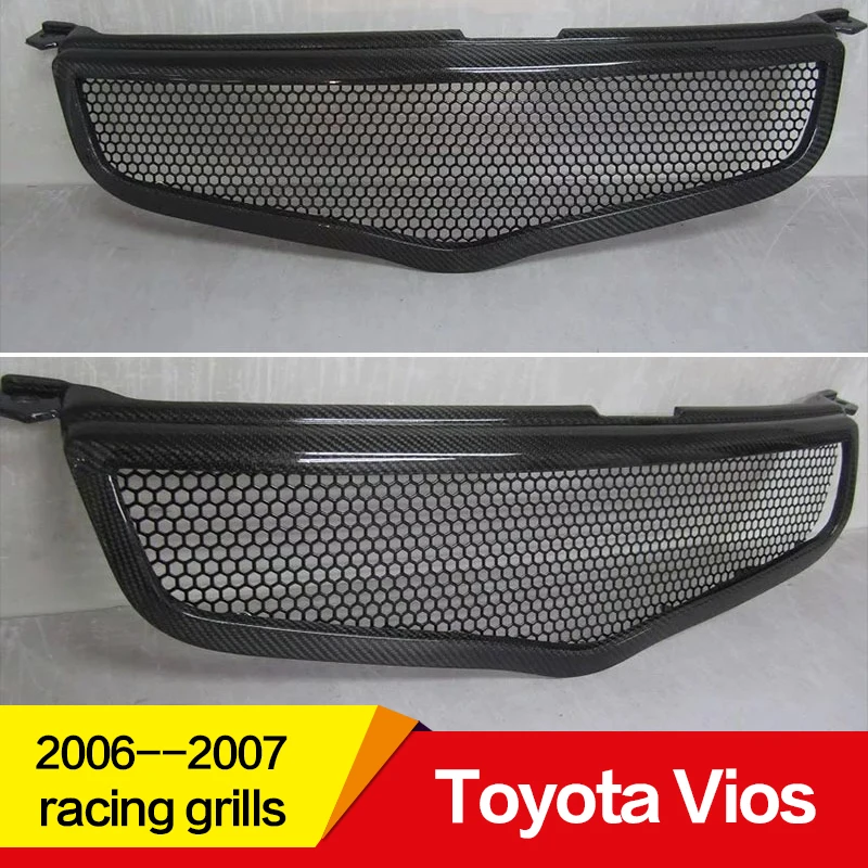 

Use for Toyota Vios racing grills 2006 07 Year Body kit carbon fiber/RFP Refitt Front Center Grille Cover Accessories