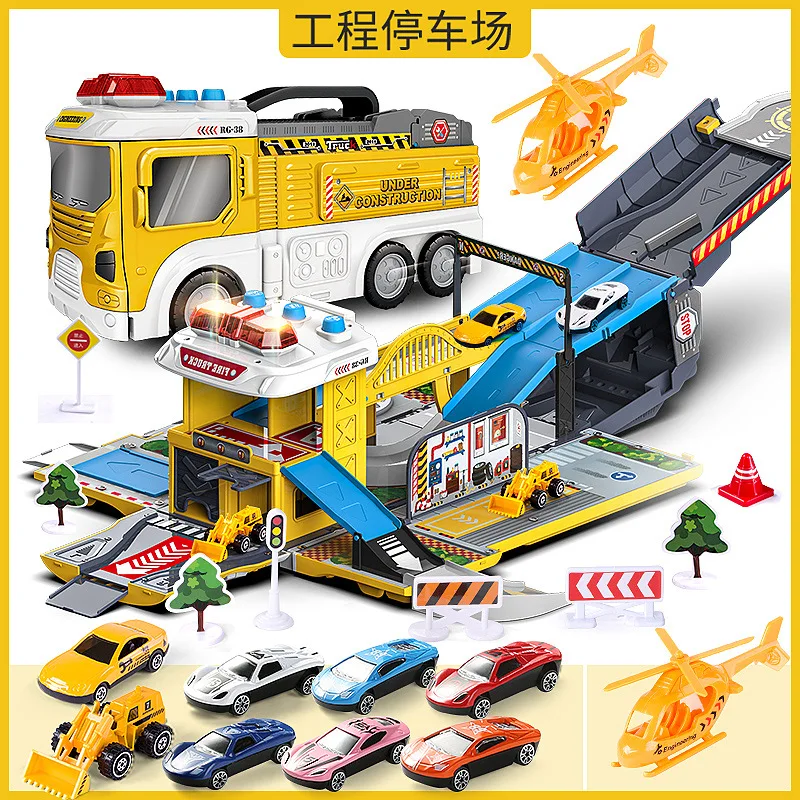 

Children's toy car boy puzzle project series storage rail car parking lot large boy toy gift set