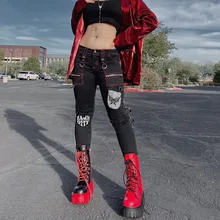 Y2K Women Slim Pants Fashion Dark Wind Butterfly Letter Printing Tight Casual Pants Pocket Low Waist Trousers 2022 Spring NEW