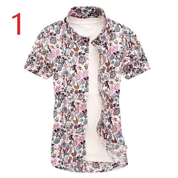 

Summer short-sleeved shirt men's Korean version of the slim handsome shirt youth trend casual printing boys white shirt