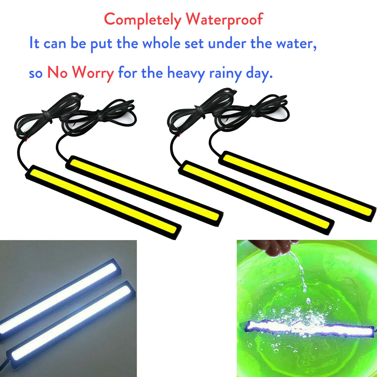 LED Strip Lamp 16MM 17MM COB LED Strip Lights DC 12V Ultra Thin Bright DRL Lamp Waterproof Car Side Light Blue White Red Green Yellow Fog Lamp