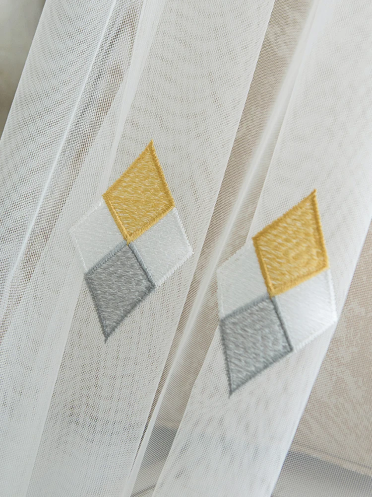 

Curtains Nordic Simple Living Room Mesh Curtains White Embroidered Window