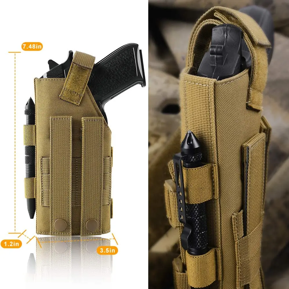 Universal Tactical Molle Pistol Gun Holster Adjustable Handgun Holster for 9mm Glock 1911 G17 18 19 26 34 Ruger LCP Beretta Pistol Holster Gun Holster