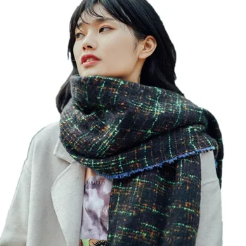 

Harajuku Plaid Warm Scarf Women Korean Version of Imitate Cashmere Knitted Womens Scarves 2019 Winter Fashion Long Section Shawl