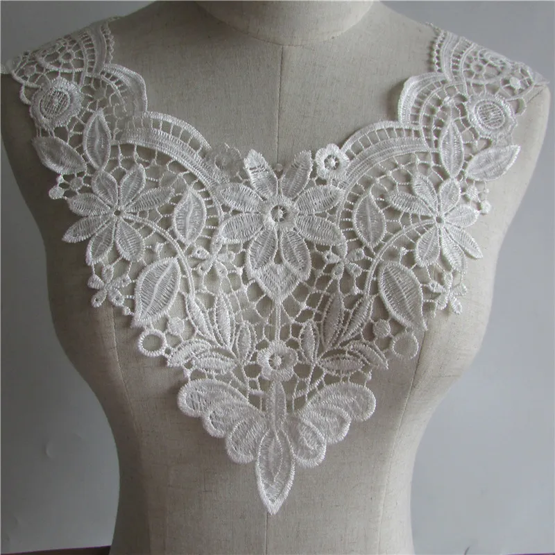 Perline Ricamo Sera Abito Pizzo Applicazione Foglie Clothing Costume Orlo 1 PC