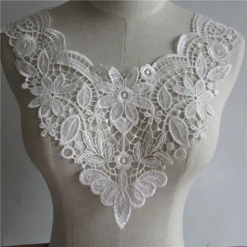 

high quality white Embroidered Lace Collar Neckline Venise Applique Embroidery Sewing on Patches Sewing Lace Fabric Accessories