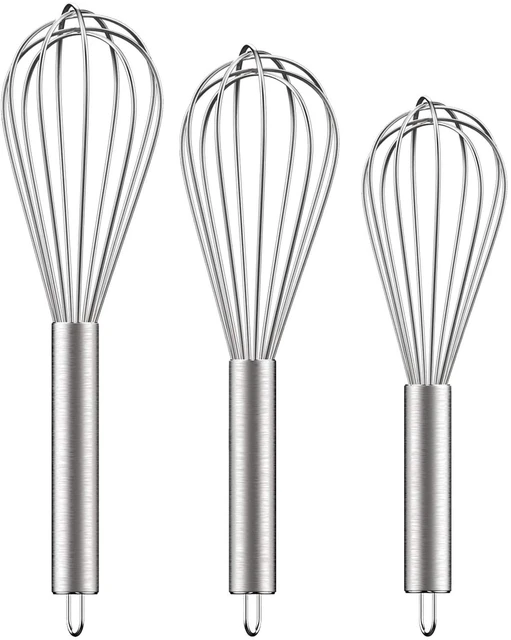 3 Pieces Stainless Steel Whisks 8+10+12, Wire Whisk Set Wisk Kitchen  Tool Kitchen Whisks For Cooking, Blending, Whisking, Beating, Stirring