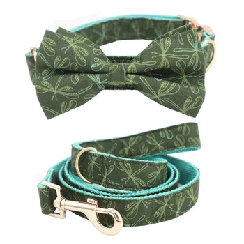 

dragonfly dog collar dog bowtie and leash set for pet dog cat with metal buckle