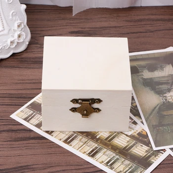 

Wooden Square Jewelry Storage Box Wood Base Crafts Case Art Decor Kids DIY Toys