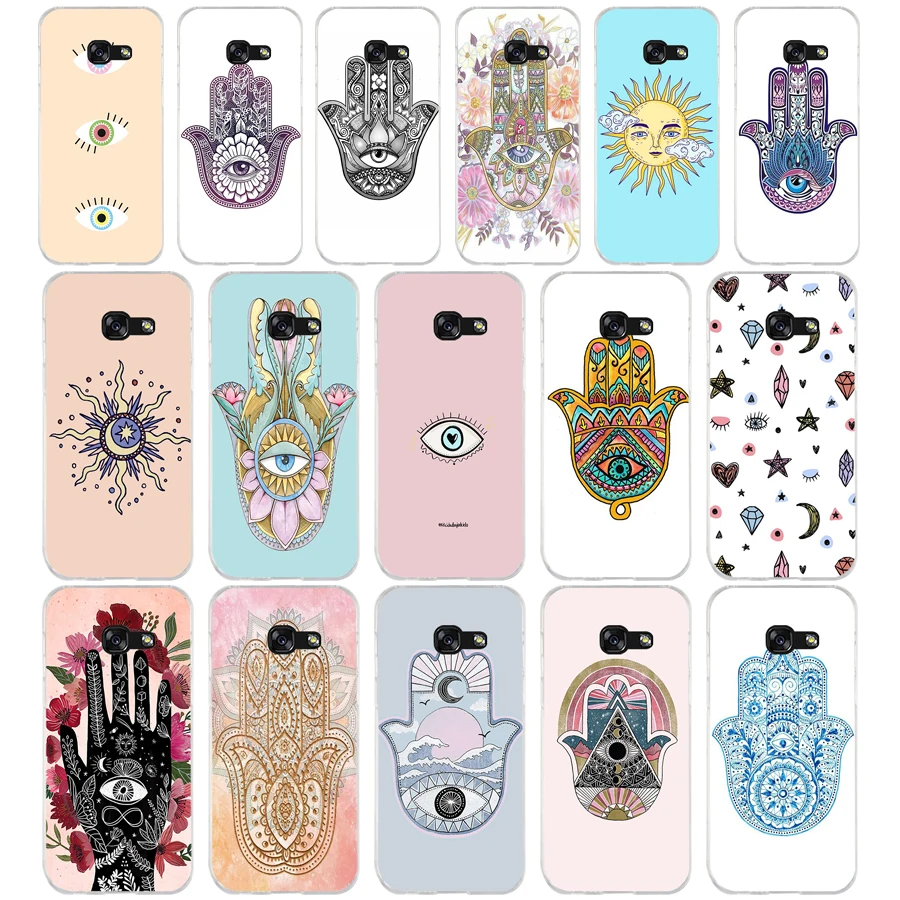 74Sd Hamsa Hand Of Fatima Custodia Morbida In Silicone Tpu Cover Per Samsung A3 2016 A5 2017 A6 Plus A7 A8 A9 Star Lite S 6 7 8 9