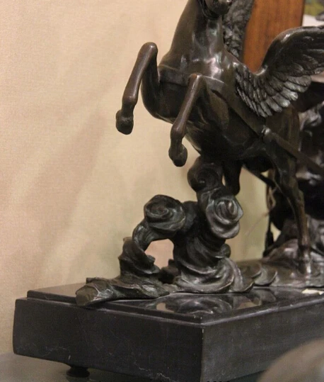 425+++ 2" Western Art Чистая Бронза Медь и мрамор Pegasus Horse механические часы
