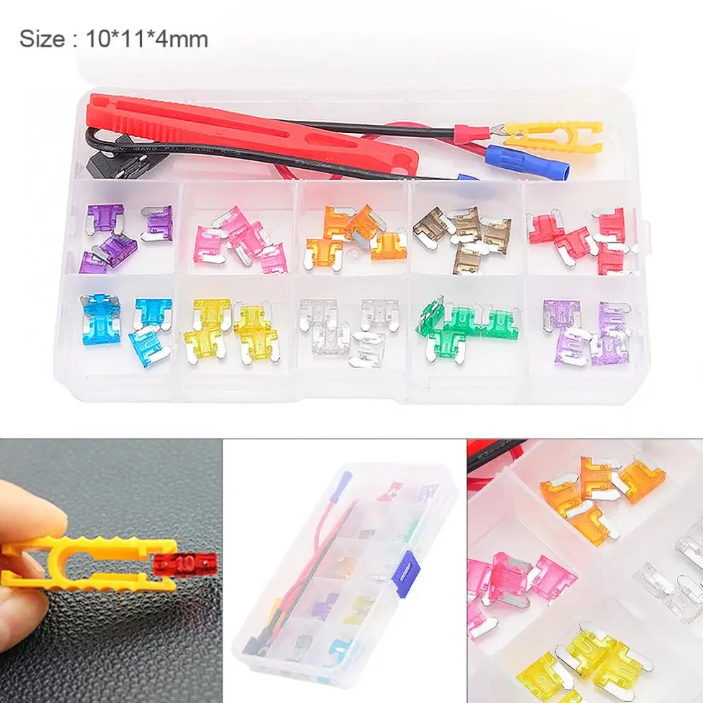 

40pcs/set Colorful Mini Blade Fuse Assortment Take Electrical Appliances Set with Plastic Box for Cars New