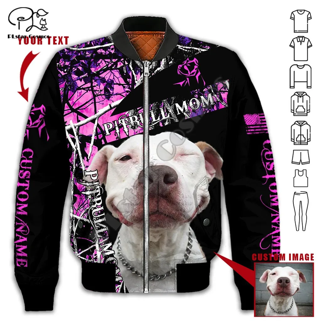 

PLstar Cosmos Pit Bull Dog 3D Printed Flight Bomber Jackets Coat Tracksuit Winter Thick Oversized Casual Long Sleeve Style-P27