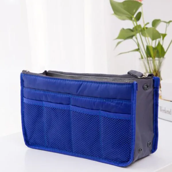Nylon Cosmetic Bags For Women Tote Insert Double Zipper Makeup Bag Toiletries Storage Bag Girl Outdoors Travel Make Up Organizer Royal blue