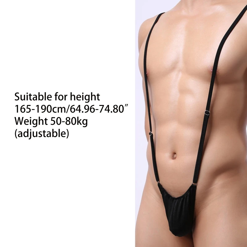 Sexy Lingerie Strap Adjustable One-piece Thong T-pants U Convex Pocket Design Elastic Jumpsuit Gay Men Erotic Bodysuit
