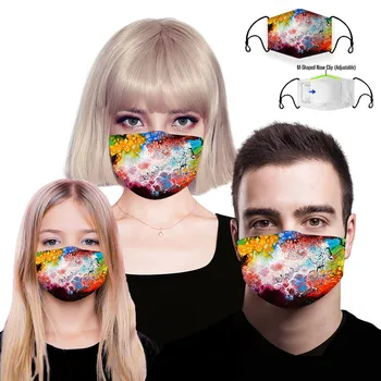 

3D Digital Tie-dye Printing Breathable Face Shield Reusable Cloth Face Mask Windproof Mouth Mask Washable Face Shield mondmasker